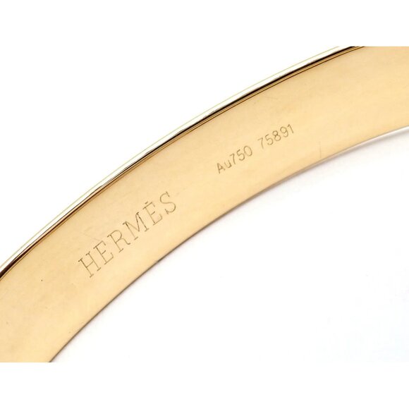Authentic! Hermes 18k Yellow Gold Diamond Buckle Bangle Bracelet - Picture 5 of 9